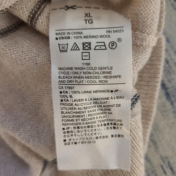 Banana Republic merino wool striped crewneck sweater xl - Picture 6 of 6